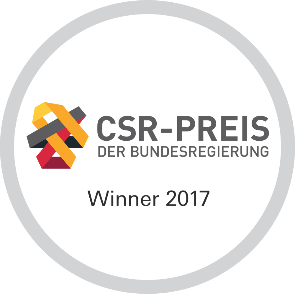 Verkozen tot CSR award winnaar door&nbsp;de&nbsp;Duitse&nbsp;Overheid, 2017